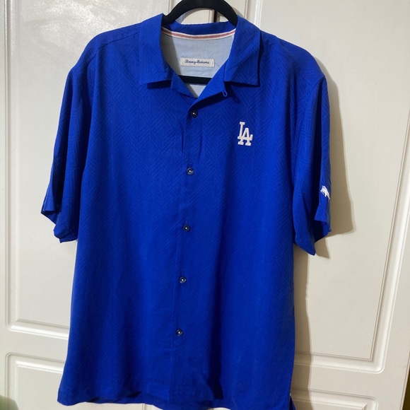 Sample tommy Bahamas los angles dodgers embroidered stitch Hawaiian button shirt - Picture 5 of 12